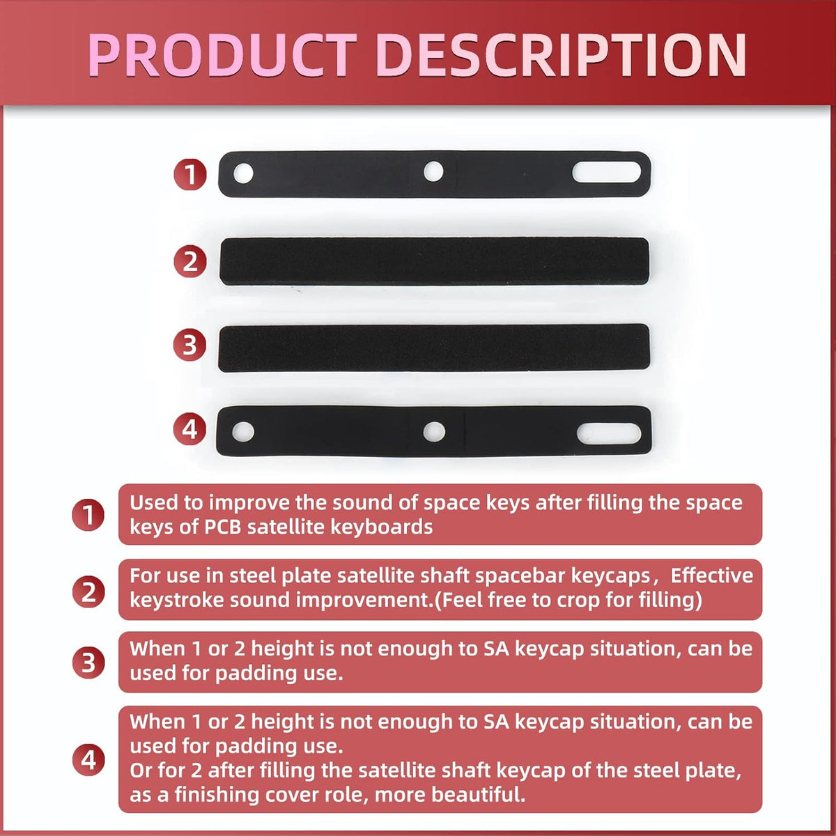 YIMAGUJRX RUNJRX 6Pcs Keyboard Spacebar Foam, Silencer Pad for 7U Mechanical Keyboard Space Bar