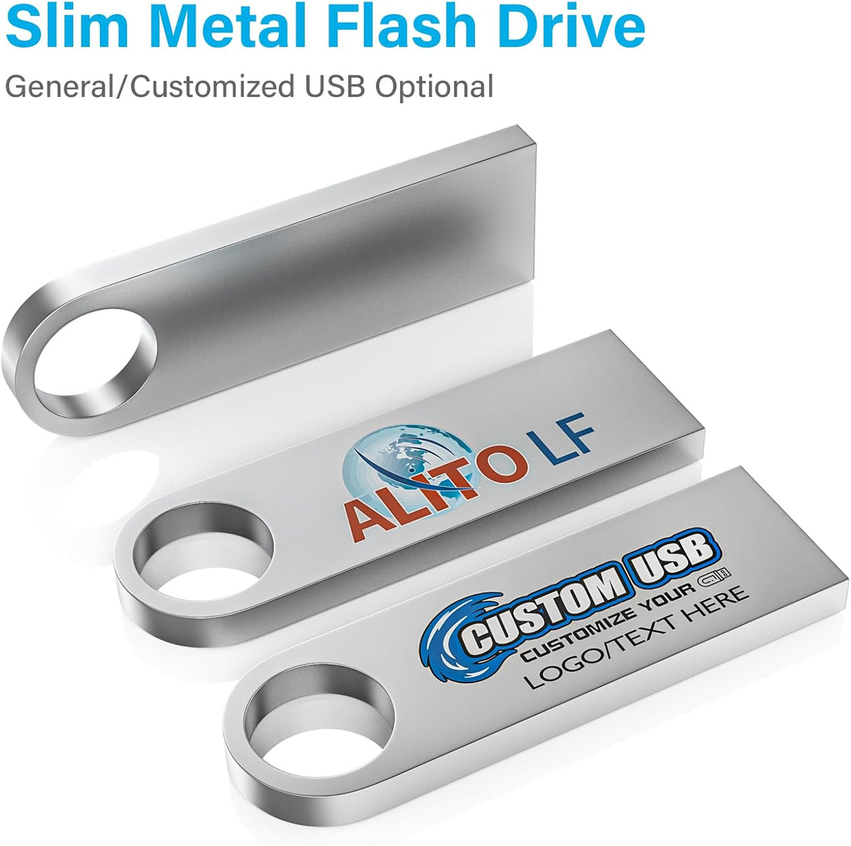 ABLAZE 4GB Flash Drive 2 Pack, Metal USB 2.0 Thumb Drives with Keychains USB Stick Pendrive (Sliver)
