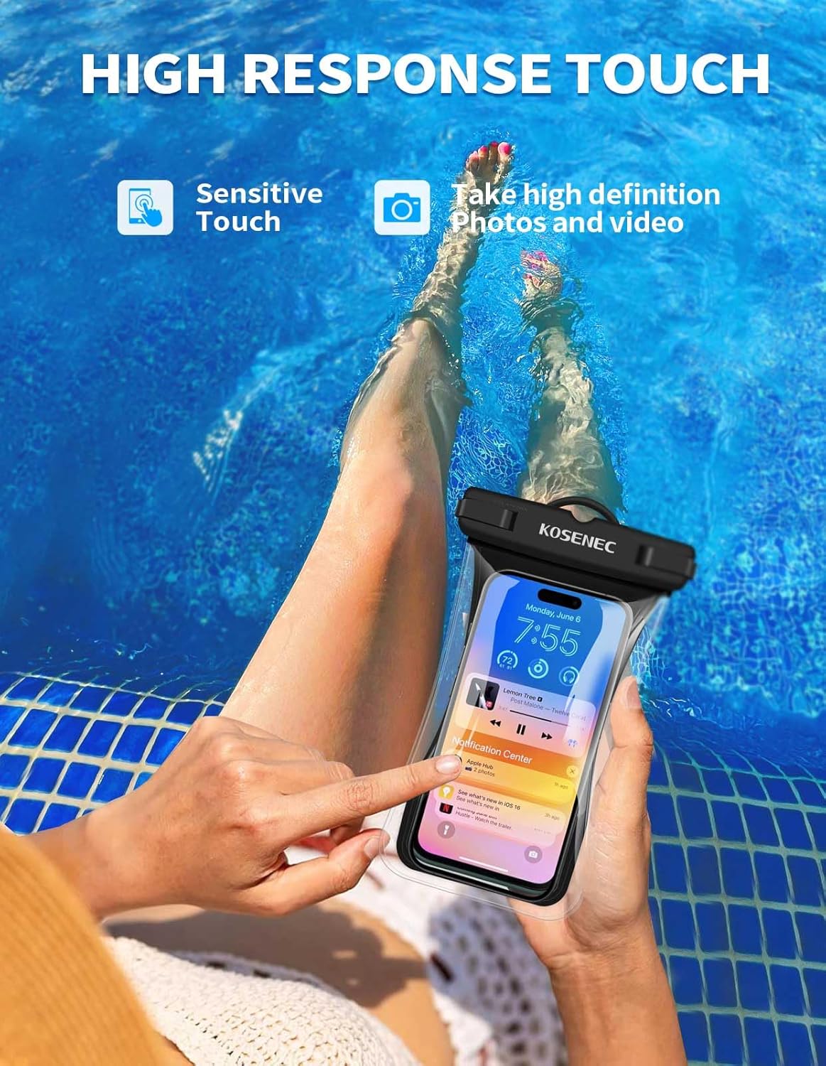 Waterproof Phone Pouch Floating, Waterproof Phone Case with Lanyard for iPhone 15 14 13 12 Pro Max XS Samsung, IPX8