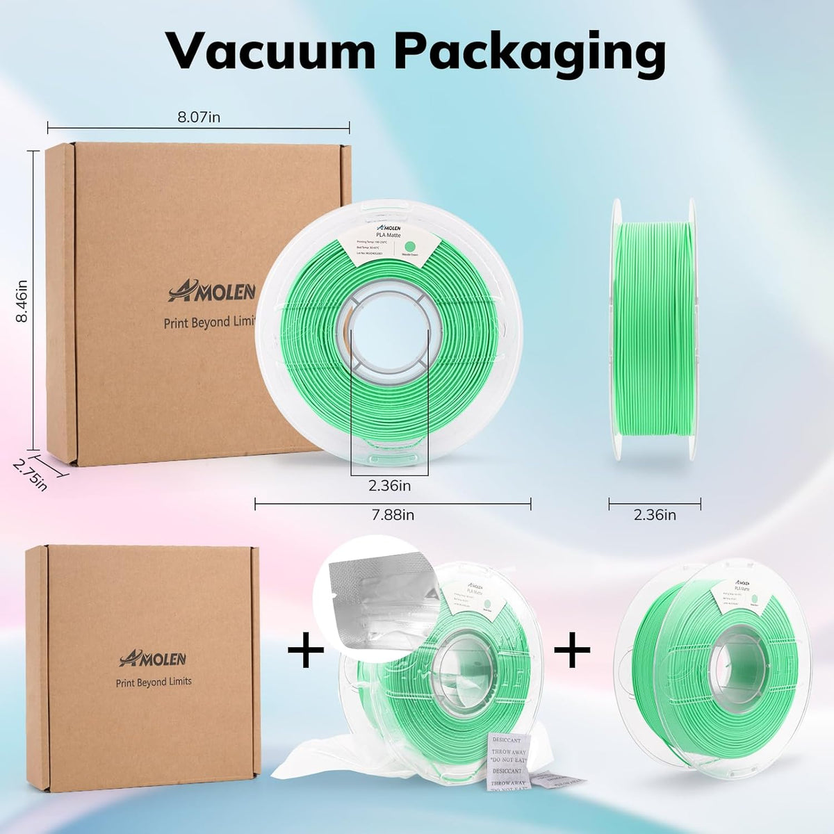 PLA Matte Basic 1.75mm Bundle, 4KG