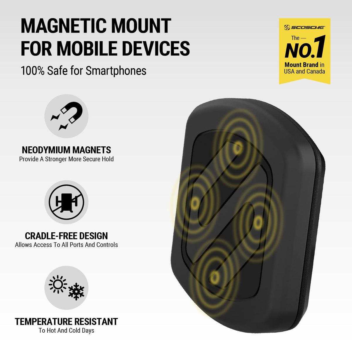Scosche MAGFMI MagicMount Magnetic Car Phone Holder, Strong Magnet Mount for iPhone and Android, Secure Magnetic Cell Phone Mount for Flat Surfaces