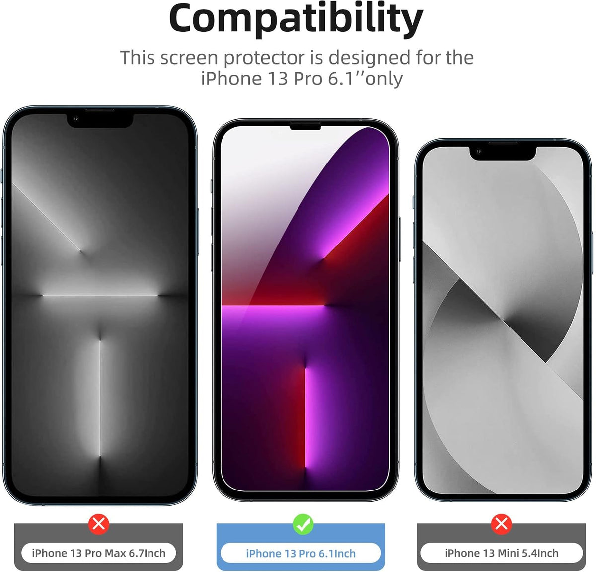 NEW'C iPhone 13 Pro Screen Protector 4 Pack + 2 Pack Camera Lens Protector, Case Friendly Tempered Glass Film.