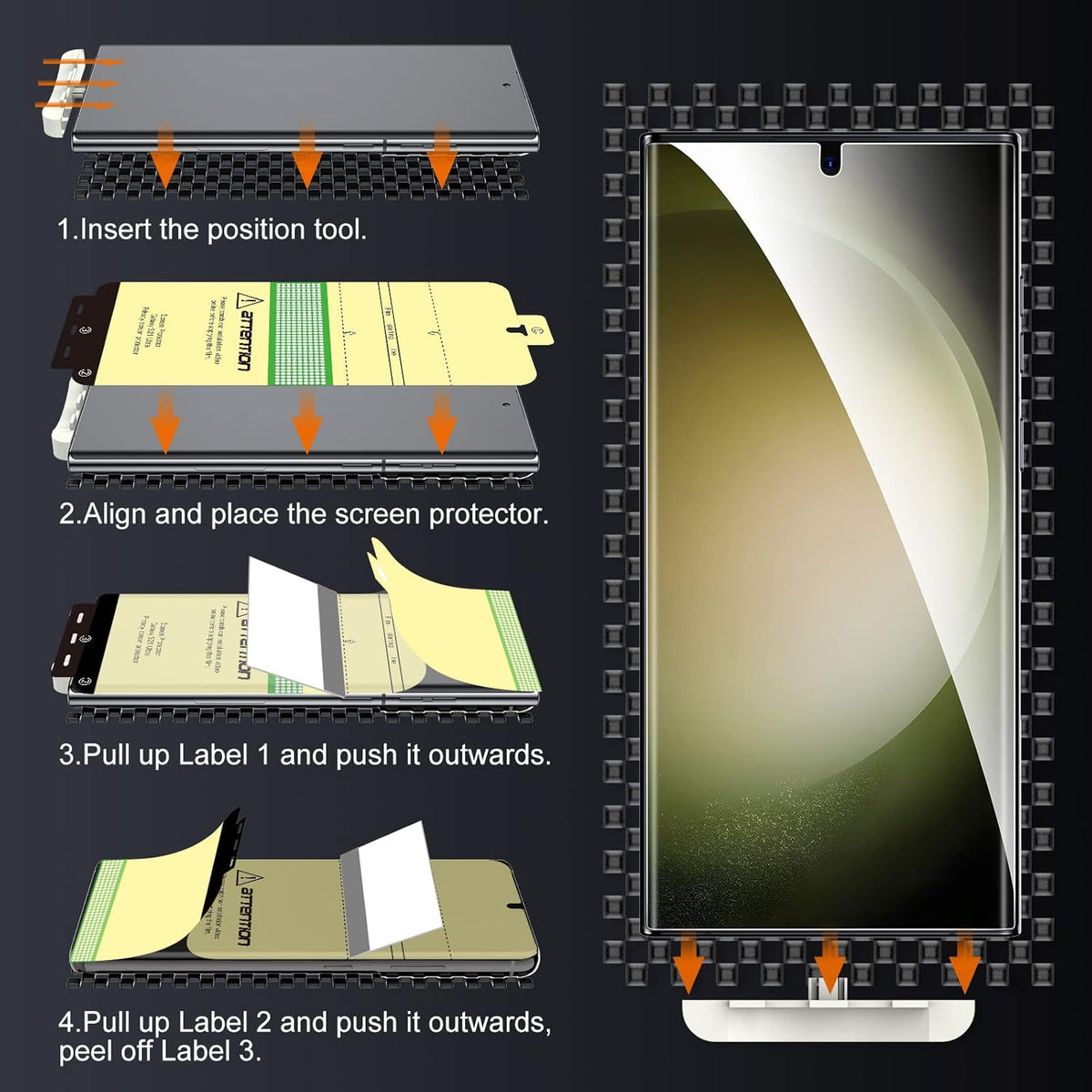 Samsung Galaxy S23 Ultra Screen Protector 2 Pack [Soft TPU Film] + 2 Pack Camera Lens Protector [Touch Sensitive] 3D
