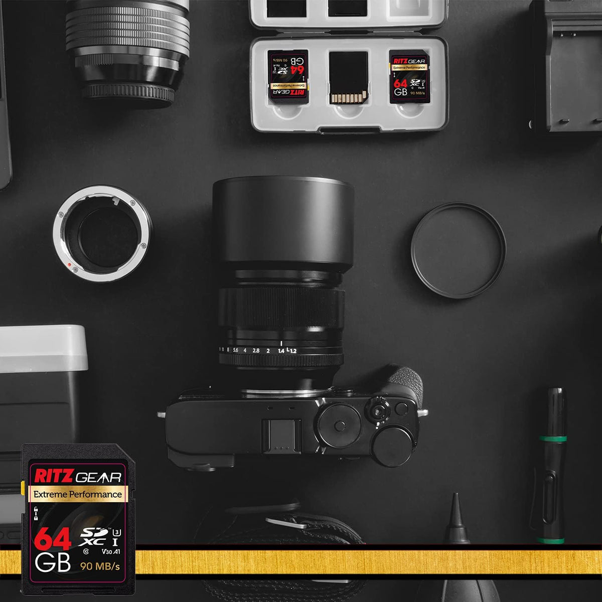 Ritz Gear 64GB High-Speed SDXC UHS-II SD Card, C10, U3, V60, Full-HD & 8K Memory Card for DSLR & Video Cameras