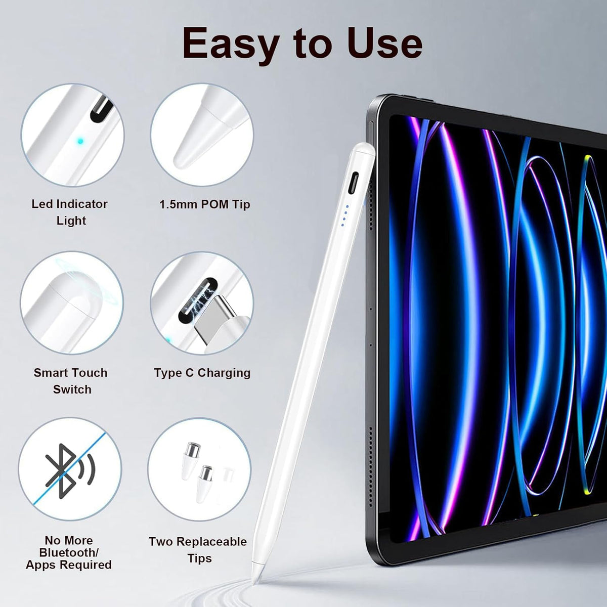 2 Pieces AMZ Fire Max 11 Pen Tablet Stylus Pen for AMZ Fire HD 10 Fire HD 8 Stylists Tablets Touch Screen Pencil (White)