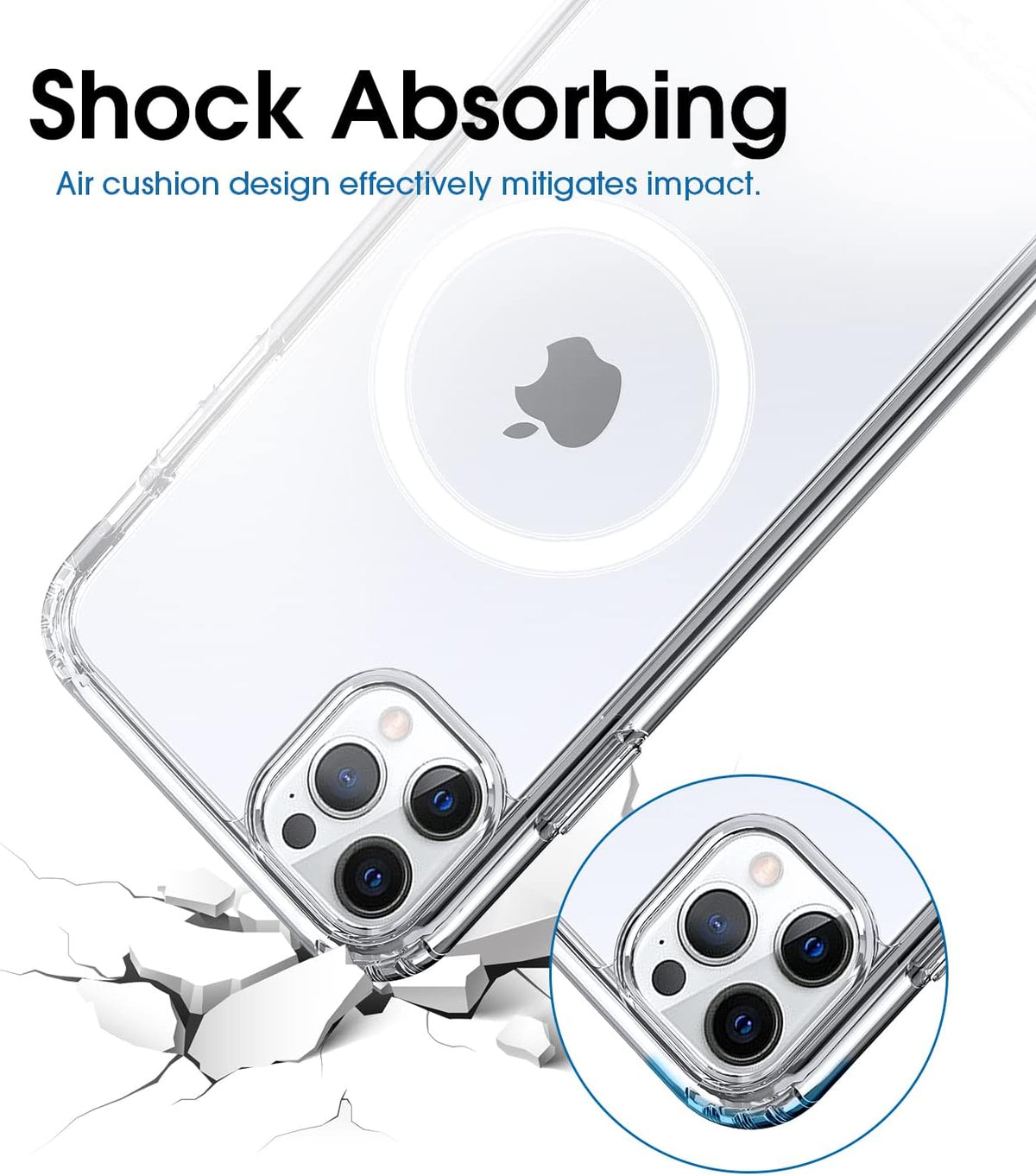 amCase Cellular Phone Case - Compatible with MagSafe, iPhone 11 Pro (5.8"), Shock-Absorbent, Clear