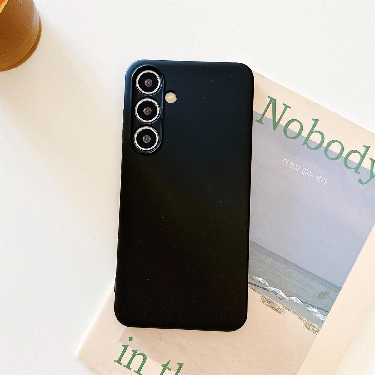 Samsung Galaxy S23 FE Case - Cute Black Liquid Silicone with Soft Anti-Scratch Microfiber Lining, TPU Protective Cover.
