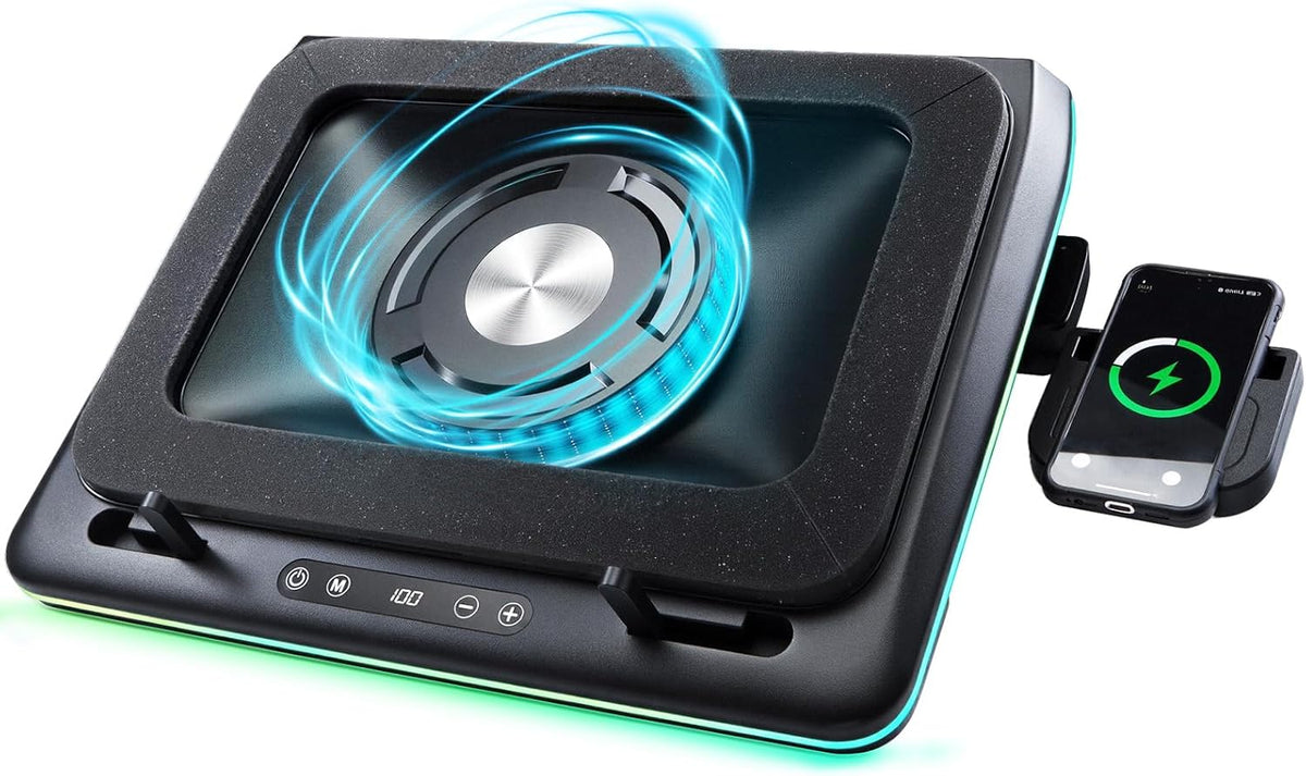 IMMOENUC- Compressed Air Laptop Cooling Pad with Wireless Charging RGB Laptop Cooler Stand with Powerful External Turbo Cooling Fan Compatible with 14-inch and Above MacBook/Dell/HP/Lenovo Laptops