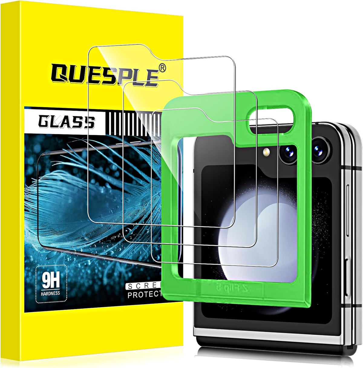Samsung Galaxy Z Flip 5 5G Screen Protector [3 Pack] - HD Clear, Tempered Glass, Anti-Scratch, Case Friendly, Bubble