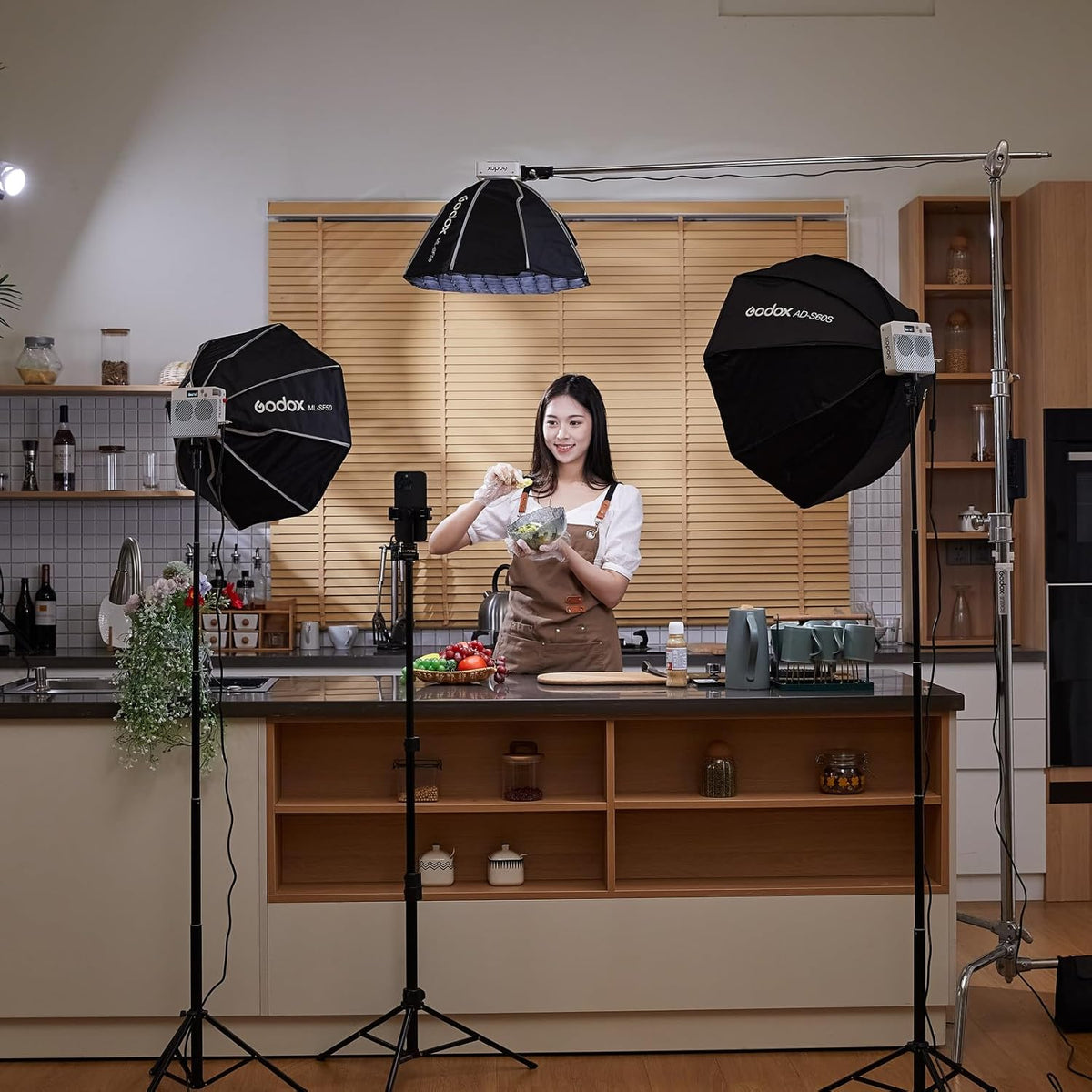 Godox ML100Bi Bi-Color LED Video Light, 120W 34300Lux@1M CRI 97+ TLCI 98+ 2800K-6500K, 11 FX Effects Photography Light, Portable LED Continuous Light