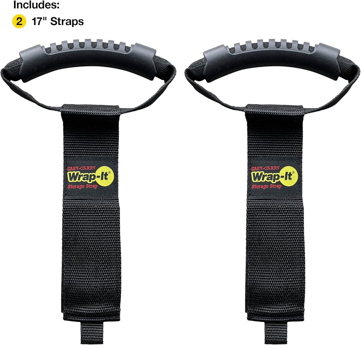 Easy-Carry Wrap-It Storage Straps - 17" (2-Pack) Heavy-Duty Hook and Loop Cord Carrying Strap, Hanger, Organizer with