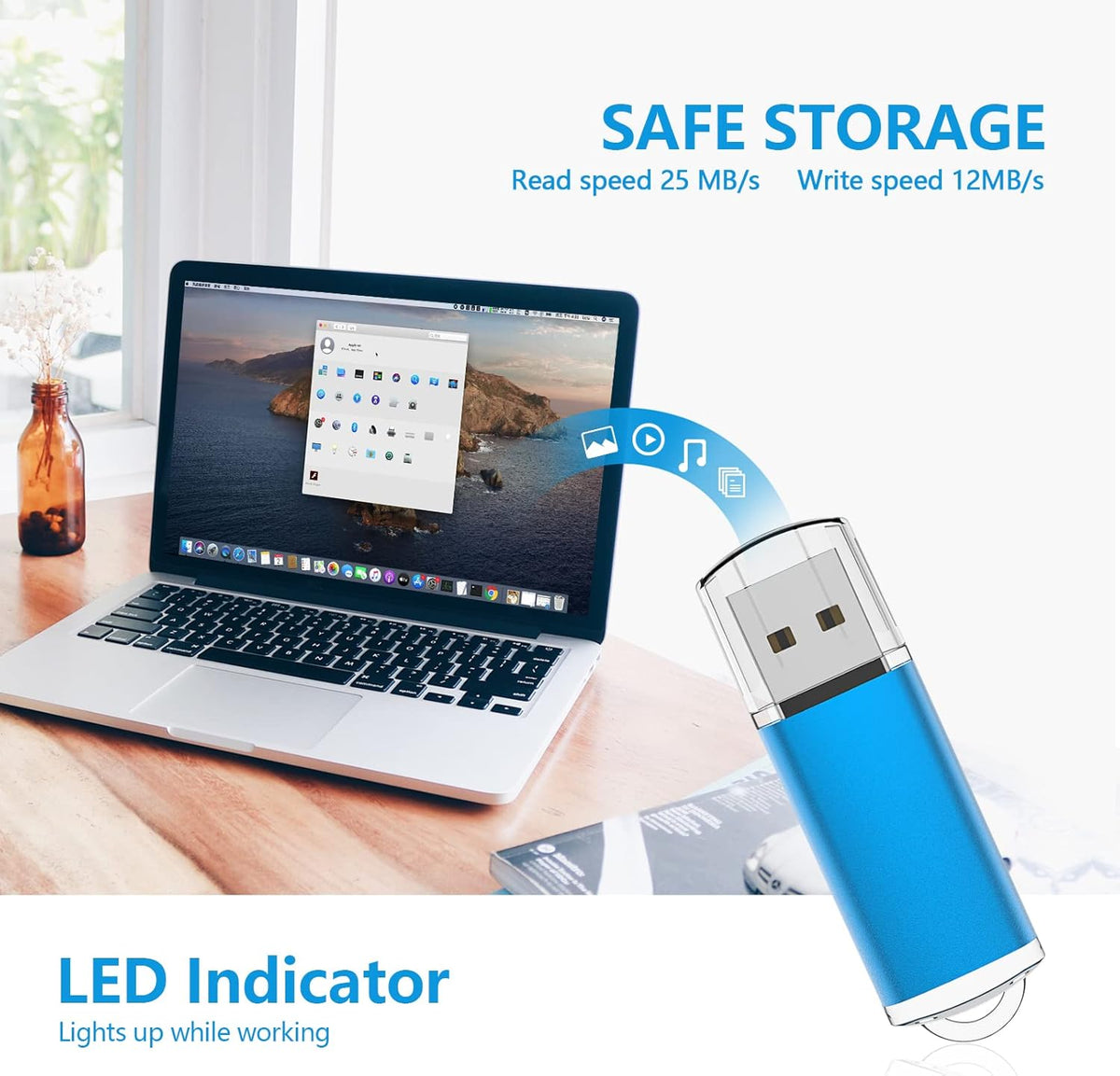 KOOTION Flash Drive 8GB 10 Pack USB 2.0 Thumb Drive Capped Memory Stick Jump Drive, Blue