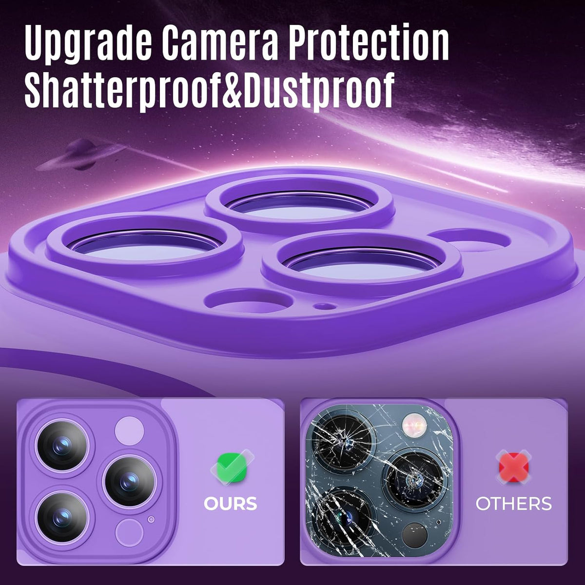 Designed for iPhone 12 Pro Case, Compatible with MagSafe, with Privacy Screen Protectors X2, [Camera Protection] [15FT Military Drop Protection] Shockproof Phone Case, 6.1", Light Purple