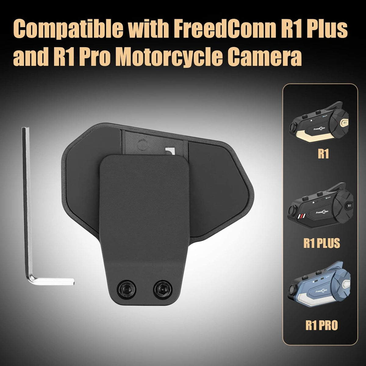 FreedConn Helmet Mount Clip Bracket for R1 R1Plus R1 Pro Motorcycle Helmet Camera