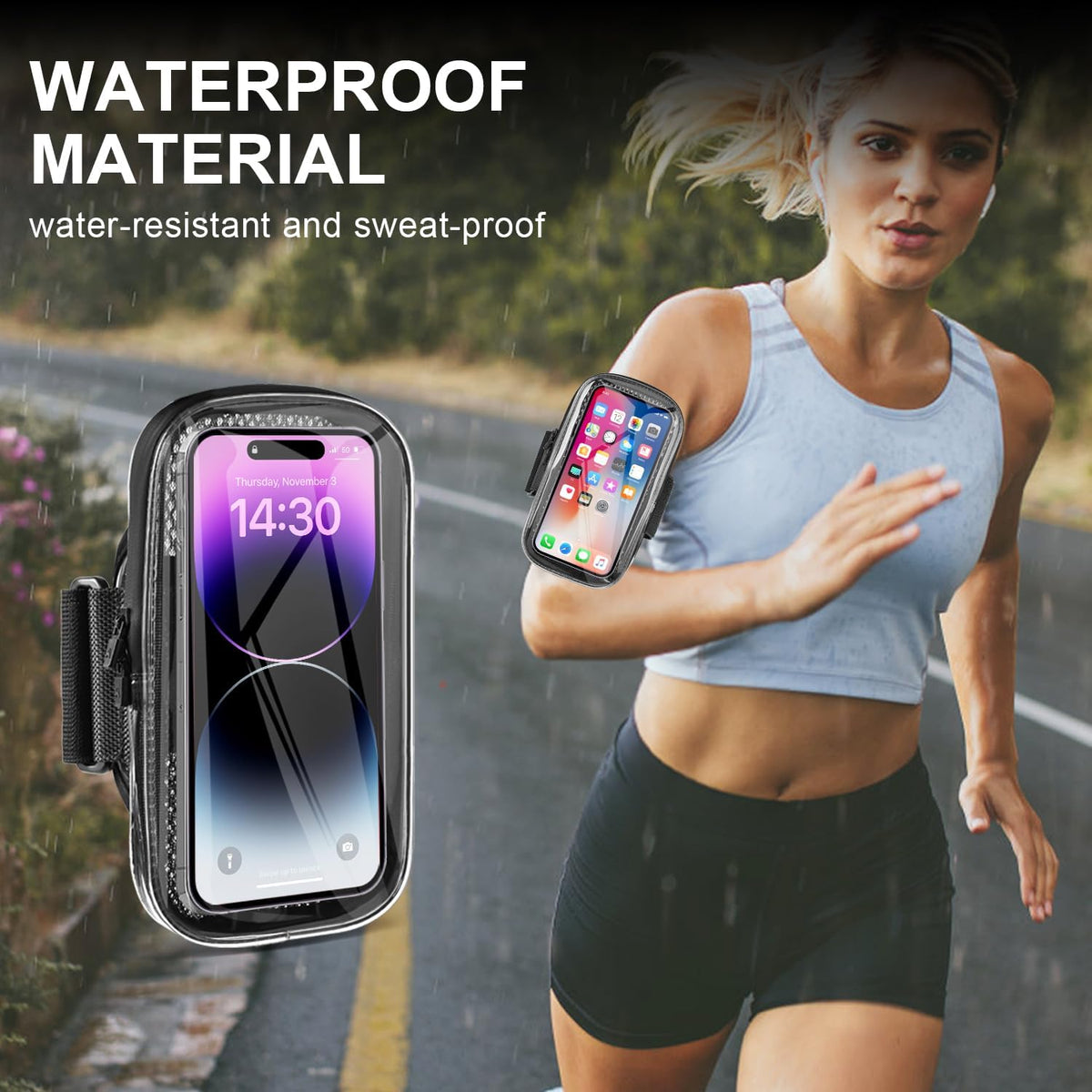 Phone Holder for Running, Armband for iPhone 16 15 14 13 Pro Max 12 11 Plus X Samsung Android Up to 6.9'', Universal Arm Bands Bag with Key Card Pocket for Exercise Walking Workout Fitness