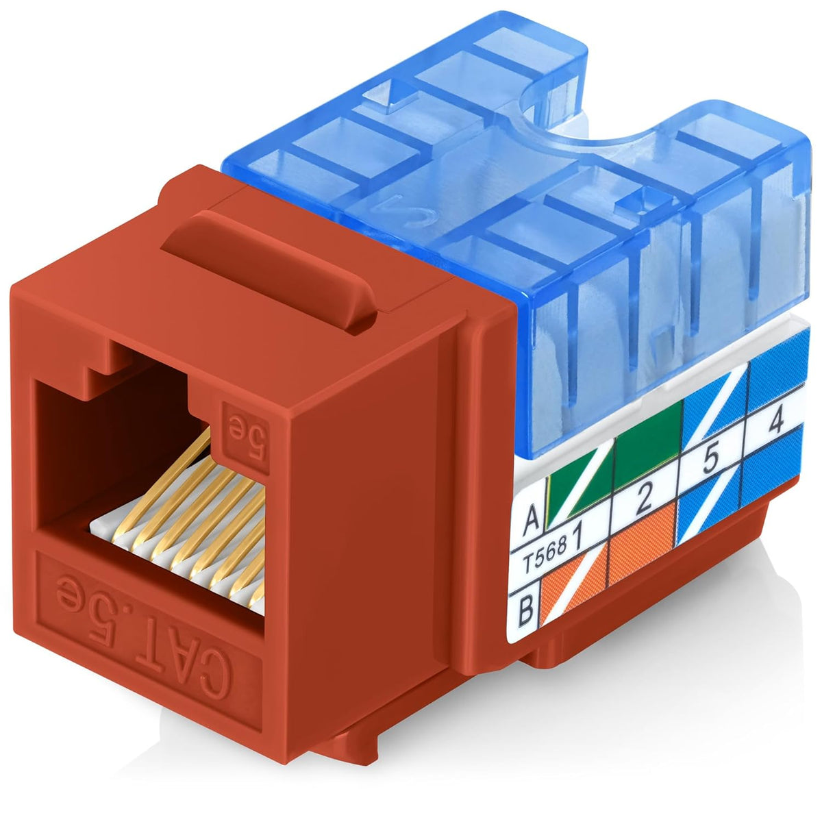 Everest 90° Angled RJ45 Cat5e Keystone Jacks 10-Pack in Orange - Slim Profile Female RJ45 Connectors - Cat 5e Keystone Jack - Compatible with 90° Angled Speed Termination Tool - easyJACK (B094WB91H3)