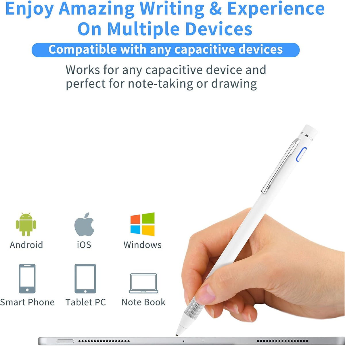 Stylus Pencil for iPhone 12/13/14 Pro Max, Minilabo Touch Screens Active Stylus with 1.5mm Ultra Fine Tip, White
