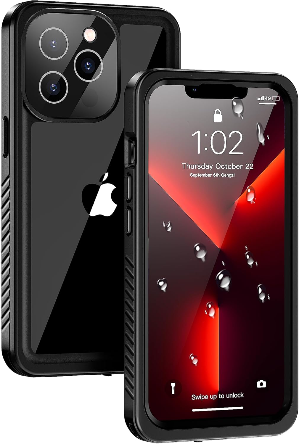 Nineasy iPhone 13 Pro Case, [IP68 Waterproof] [360 Full Body] with Built-in Screen + Camera Protector, Black