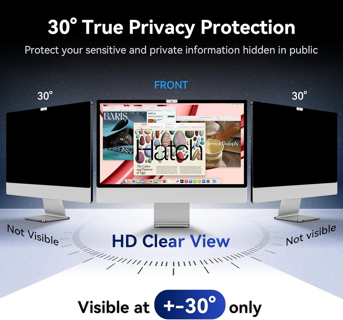 Privacy Screen for iMac 27 Inch Studio Display Desktop Computer Monitor, Anti Glare Blue Light Filter Shield, Upgraded Anti Spy 27 Inch iMac Privacy Protector