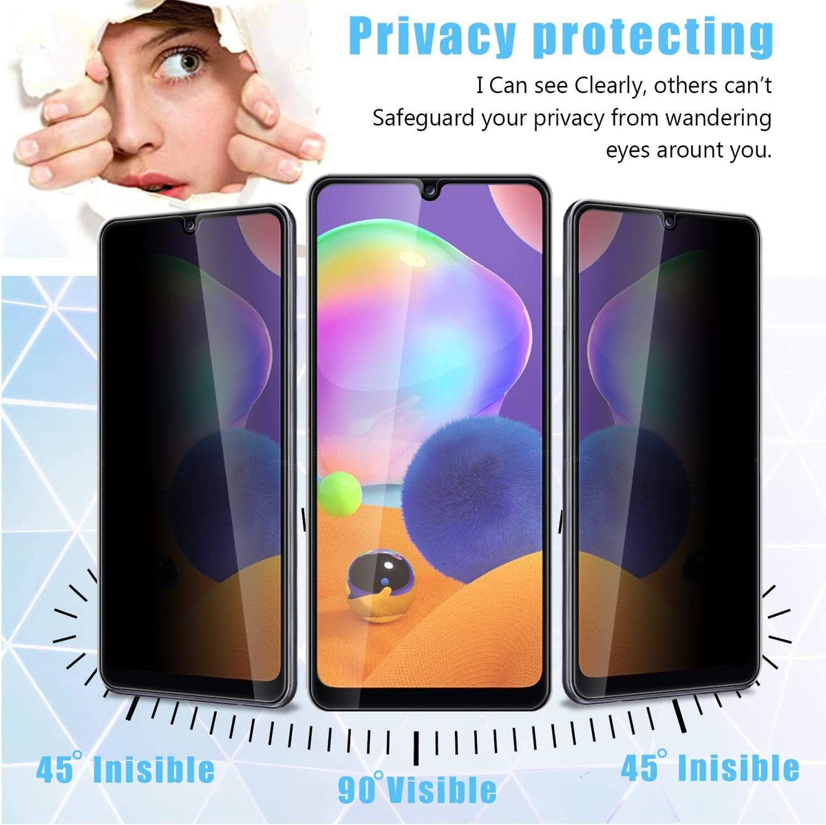 Anbzsign [2 Pack] Privacy Screen Protector for Samsung Galaxy A32 5G 6.5-inch, Full Coverage Anti-Spy Tempered Glass