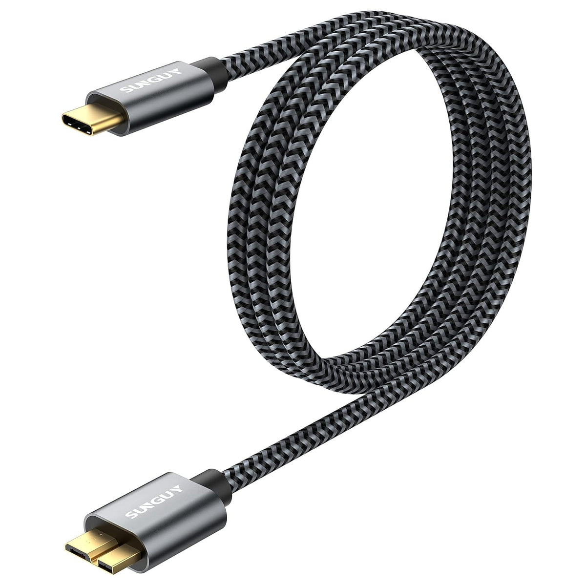 SUNGUY 10Gbps Micro B to USB C Hard Drive Cable 3FT, USB 3.1 USB C to Micro B, High-Speed External Hard Drive USB C Cable for iPhone 16 15 Pro/Pro Max, MacBook Pro/Air, WD Toshiba Westgate Seagate