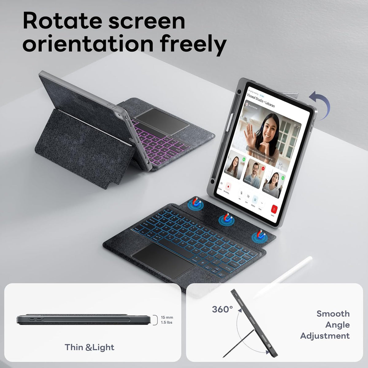 Combo Keyboard Case with Trackpad for ipad Air 11-inch (M2) 2024 & iPad Pro 11 inch (1st/2nd/3rd/4th Generation), Detachable Backlit Keyboard with Kickstand, Multi-Mode, For 10.9”iPad Air 4th/5th Gen