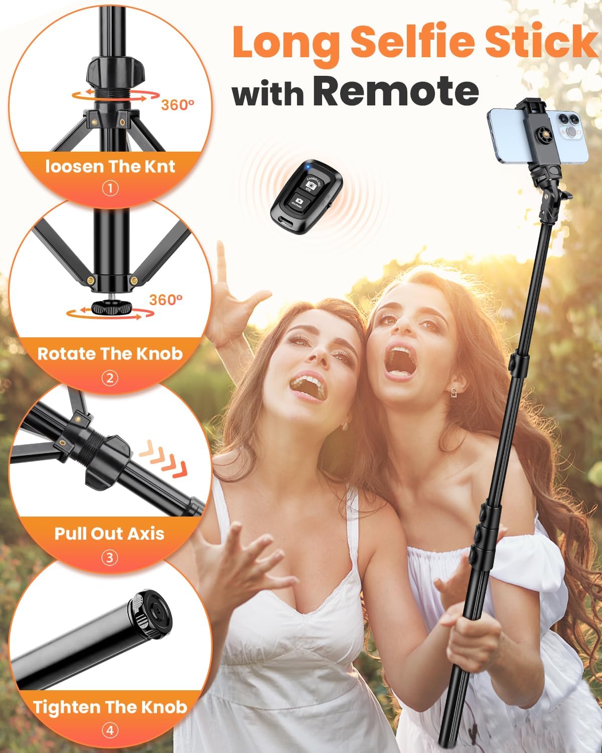 Victiv 71" Phone Tripod, Camera Stand Tripod with Remote and Phone Holder, Sturdy & Stable, Height Adjustable Selfie Stick Mode, Perfect for Selfies Video Recording/Cooking/Vlog/Photo