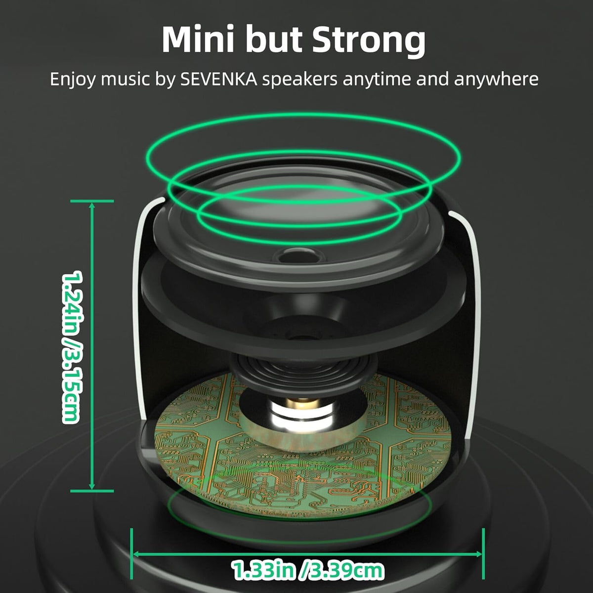 SEVENKA 2 Mini Speakers, 3W Portable Small Wireless Speaker with Lanyard, Water Resistant, Wireless Stereo Pairing