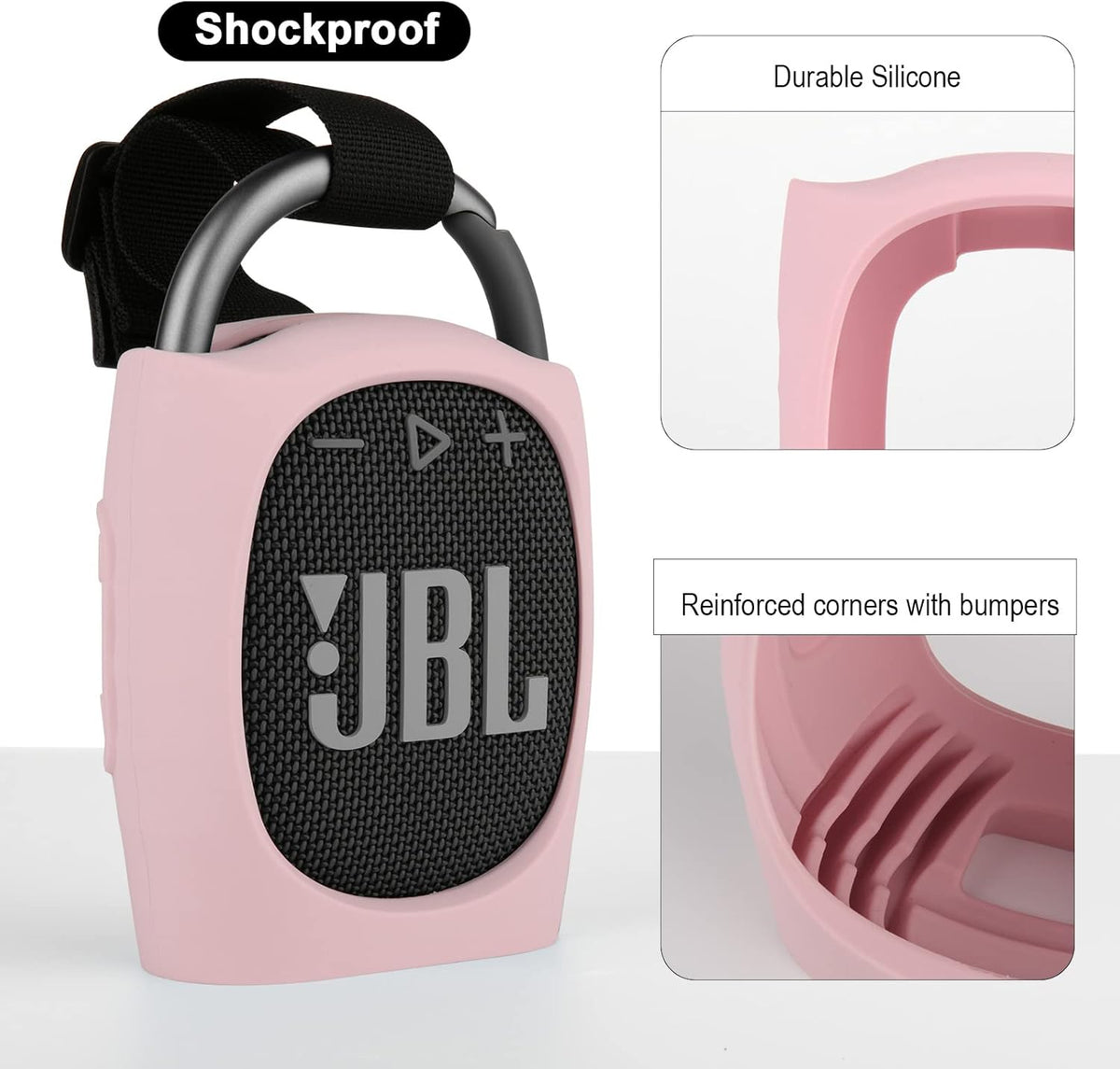 TXEsign Silicone Case for JBL Clip 4 - Portable Mini Bluetooth Speaker Protective Carrying Case (Pink)