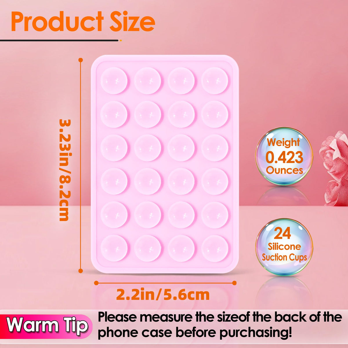 Suction Phone Case Mount, 2Pcs Silicone Phone Suction Grip Compatible with iPhone and Android Cases, Anti-Slip Hands-Free Mobile Accessory Holder