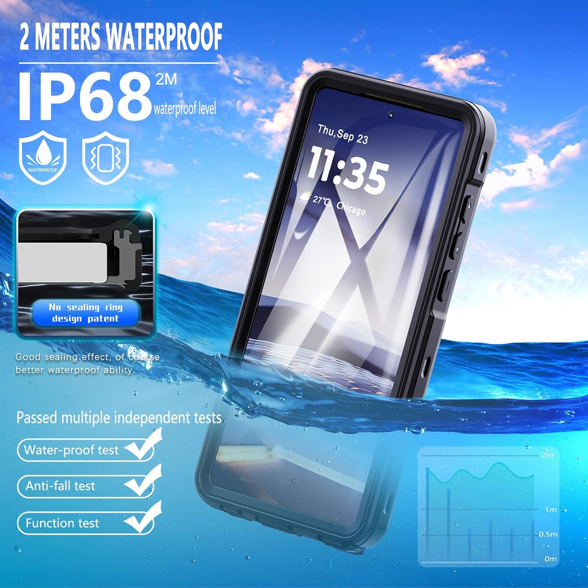 Waterproof Case for Moto G Stylus 5G 2024, IP68 Certified Shockproof Dustproof Snowproof Full Body Rugged Case (Black)