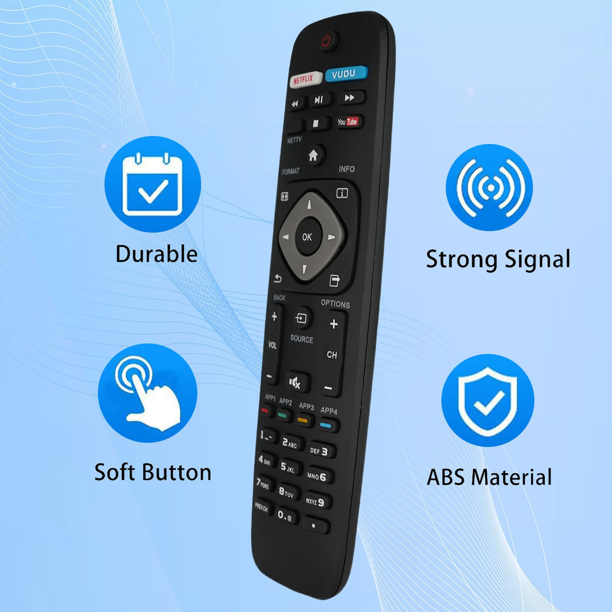 Replacement Remote Control for 55PFL5901/F7 55PFL5402/F7 40PFL4609/F7A 40PFL4909/F7A 49PFL4909/F7B Philips Smart TV