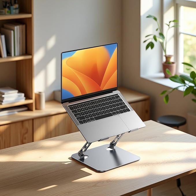 Laptop Cooling Stand with Fan Ergonomic Riser for Laptops and Tablets Carbon Steel Frame with USB Powered Cooler Non-Slip Base for 10–17 Inch Devices