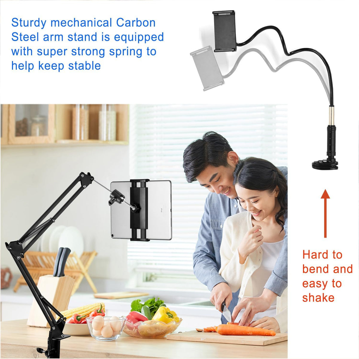 Tablet Stand Phone Holder for Bed,iPad Holder for Desk, Headboard,Bedside,Table, Compatible with iPhone iPad Kindle or Other 4.5-13" Screen Device