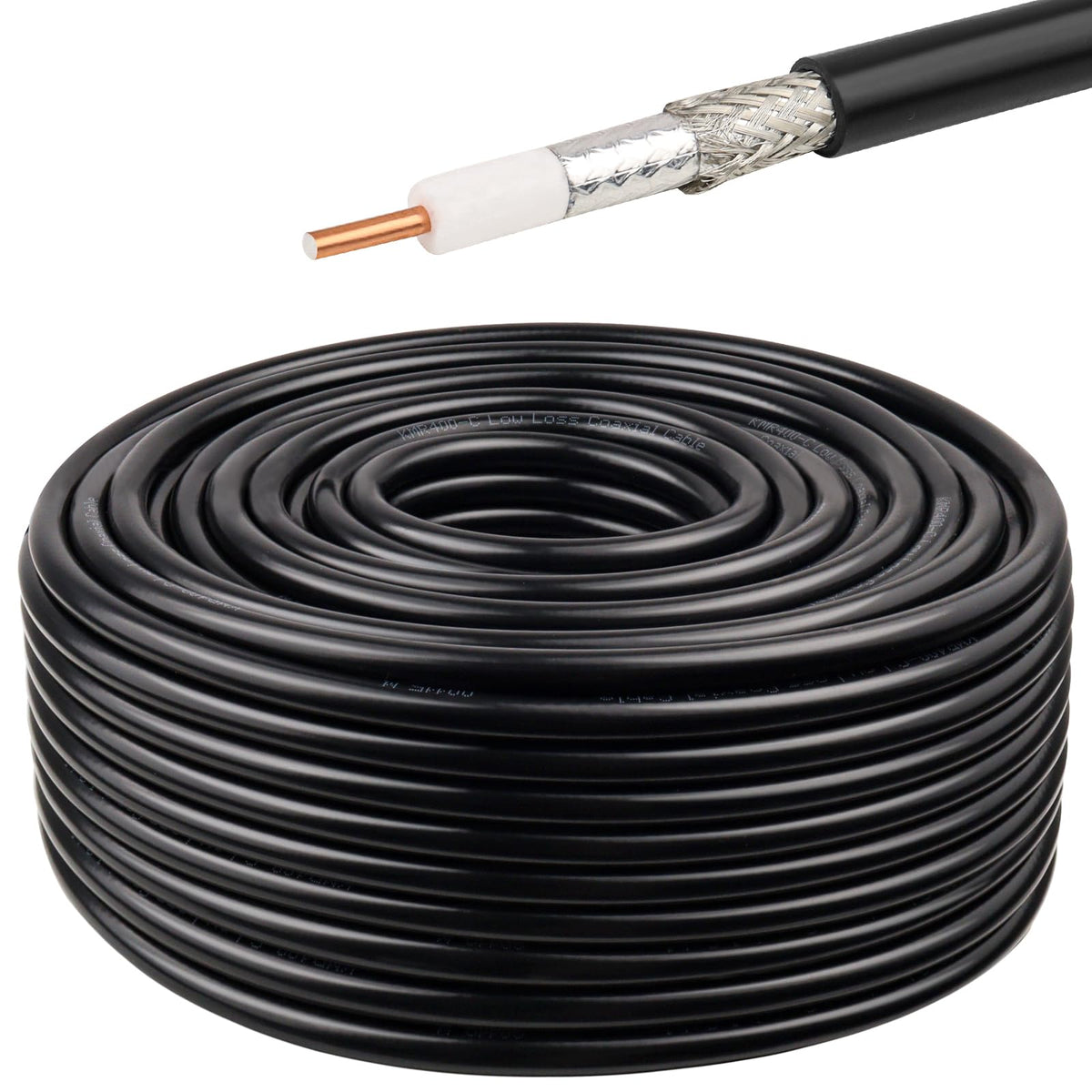 MOOKEERF KMR400 Coaxial Cable 100ft,50 ohm Low Loss KMR400 Cable 100 Feet