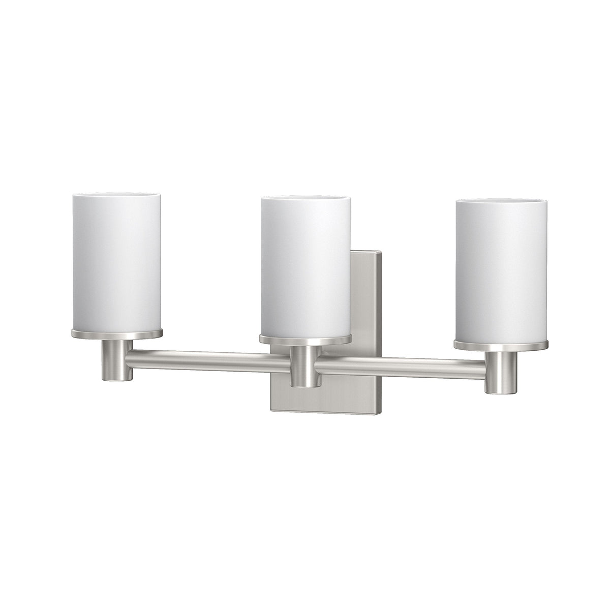 Gatco 1706 Modern Farmhouse Triple Sconce, Satin Nickel | Wall Mounted 3-Light Fixture with Cylinder Frosted 3.50" W X 5.38" H Glass Shades | Bathroom