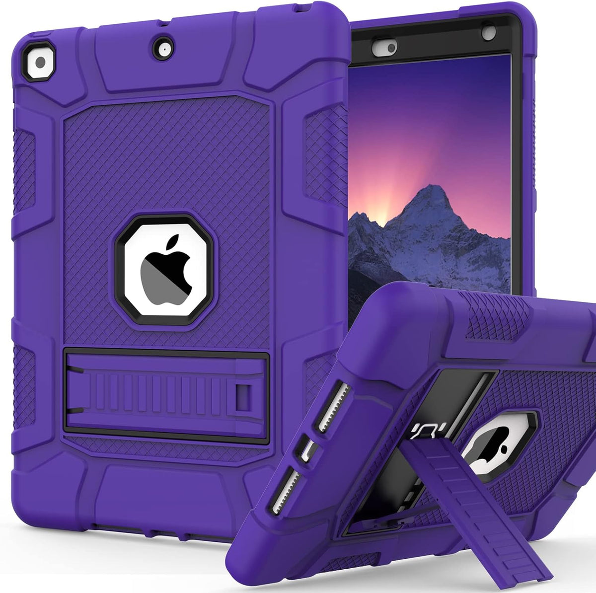 Rantice iPad 9th Generation Case, iPad 8th Generation Case, iPad 7th Generation Case, Hybrid Shockproof Rugged Drop Protection Cover with Kickstand for iPad 10.2'' Purple+Black