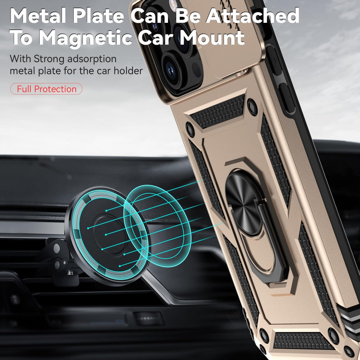 Hitaoyou iPhone 15 Pro Case with Camera Cover & Kickstand, Military Grade Shockproof Heavy Duty Protective Case