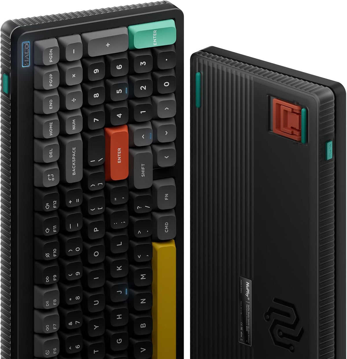 nuphy Halo96 V2 Wireless Mechanical Keyboard, 96% Hot Swappable, 99 Keys RGB Backlit, Bluetooth/USB-C/2.4GHz, Mint Switches (37gf), Black