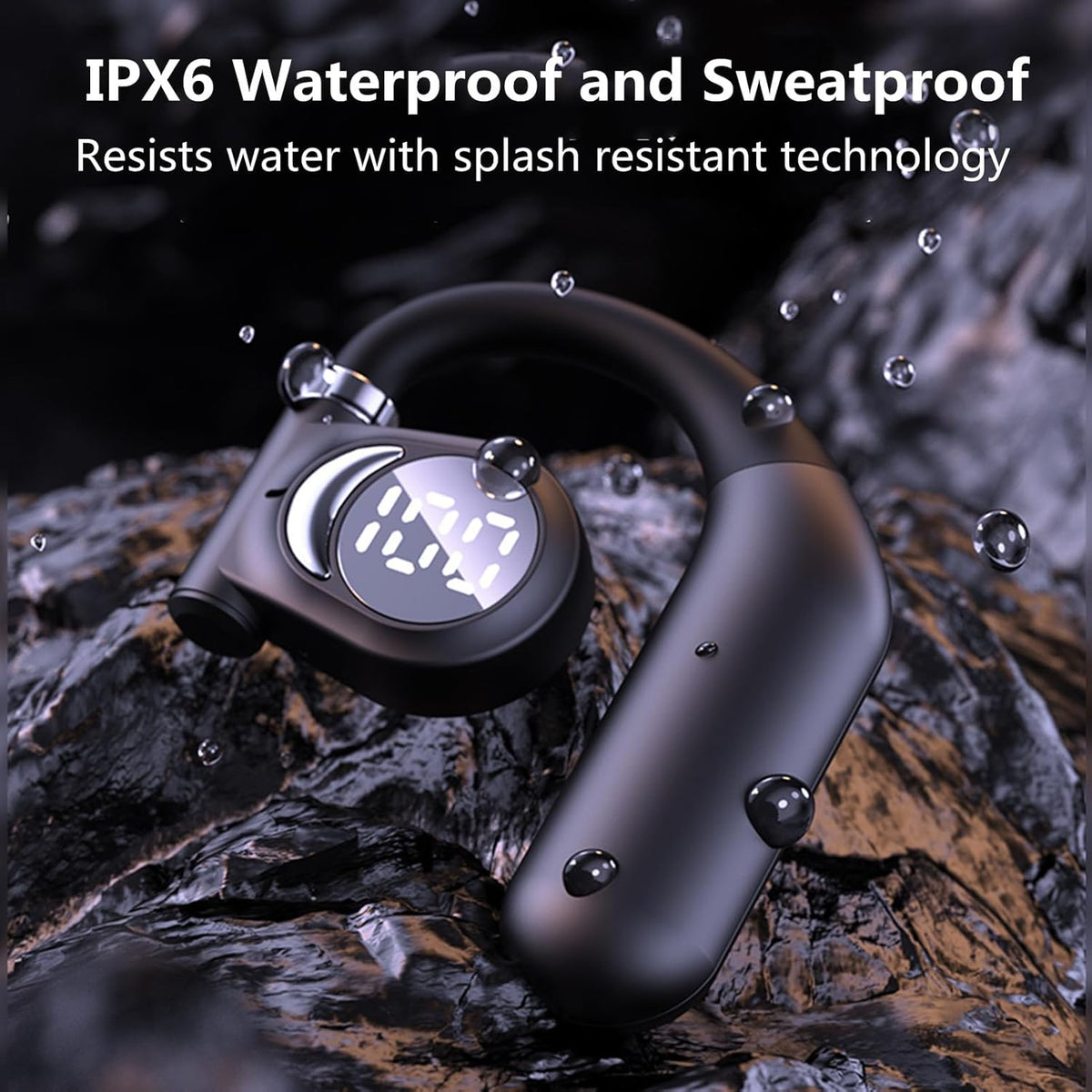 Single Ear Bluetooth Headset, 5.3 Wireless Earpiece with Built-in Mic Battery Display for Cell Phone Computer