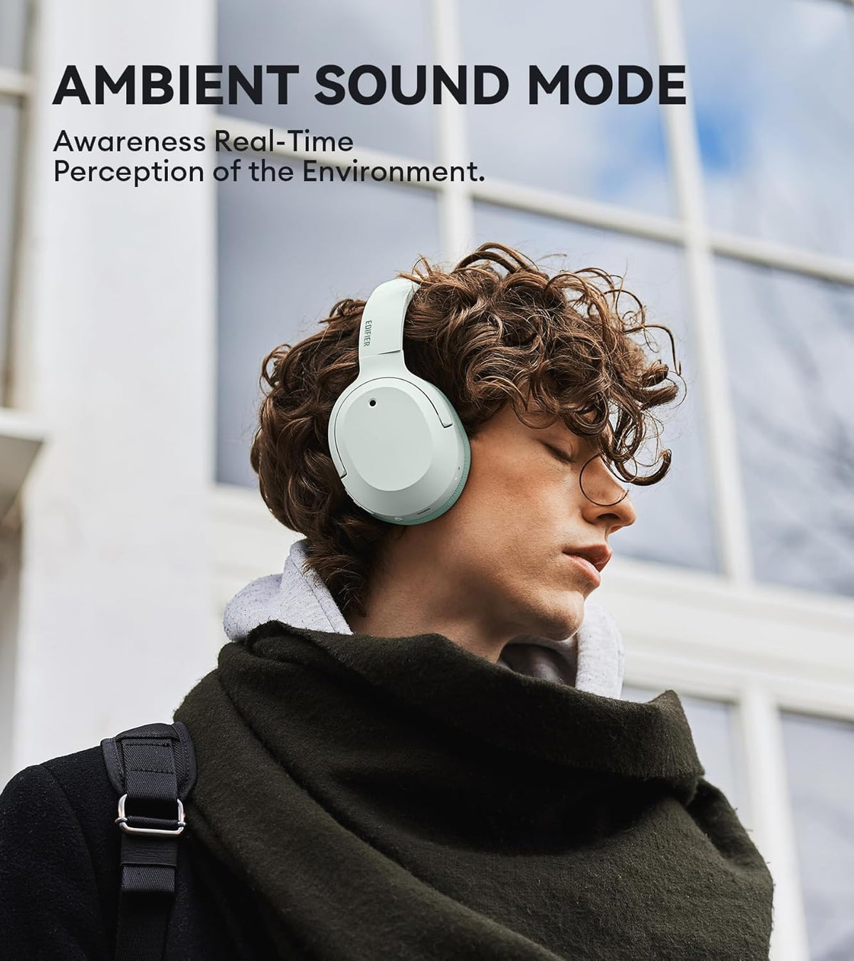 Edifier W820NB Plus Hybrid Active Noise Cancelling Headphones - LDAC Codec - Hi-Res Audio Wireless & Wired - Fast Charge - 49H Playtime - Over Ear Bluetooth V5.2 Headphones- Green