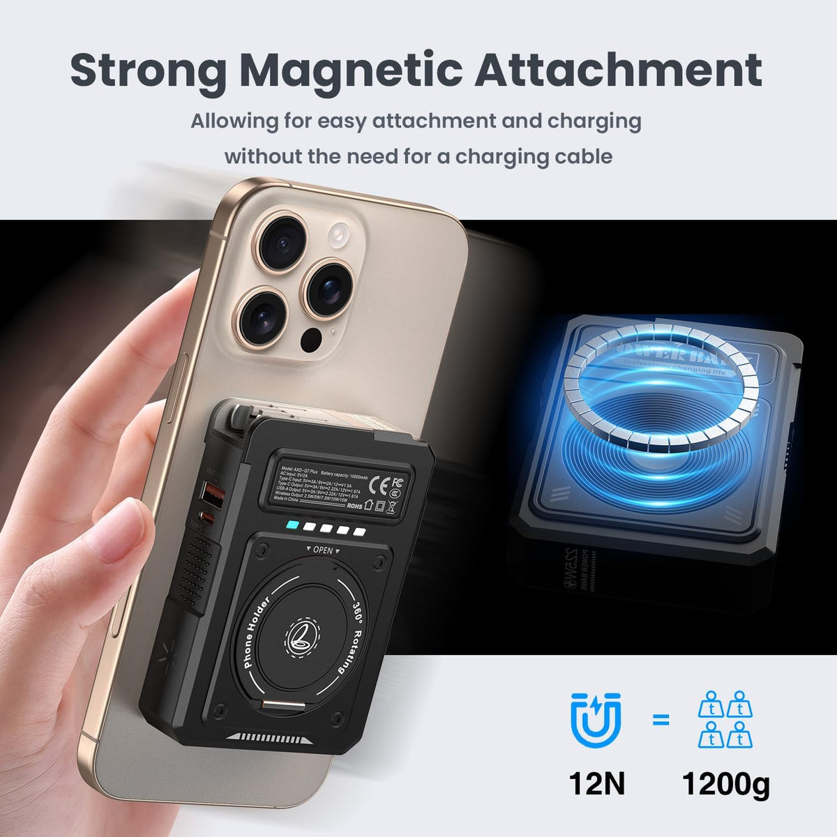 for Magsafe Battery Pack 10000mAh,5-in-1 Magnetic Power Bank Built in AC Plug,Magnetic Wireless Portable Charger for Apple Watch,22.5W Fast Charging Power Bank for iPhone 16 Pro Max/15/14/13/12 Mini