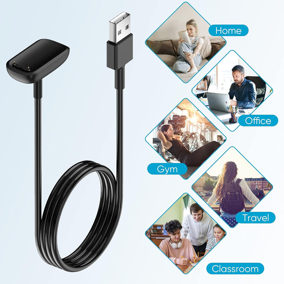 [2-Pack] Charger Cable for Fitbit Charge 5 / Luxe, Replacement Charging Cable Cord Accessory for Fitbit Charge 5 and
