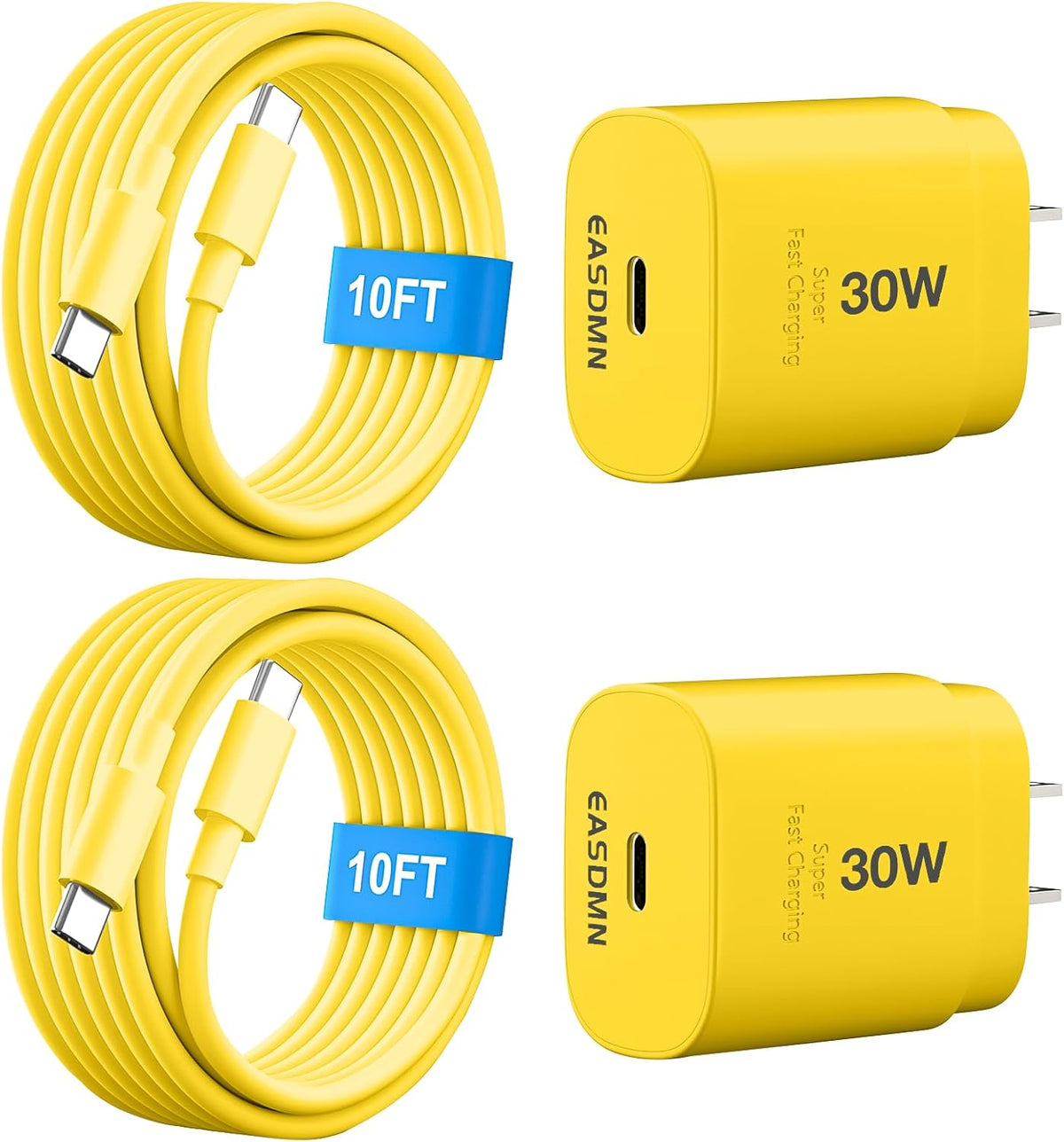 30W USB C i Phone 16 15 Charger Fast Charging, 2PACK Wall Charger for iPhone 16 15 Pro Max Charger Cord 10FT Fast Type C Charger Block for iPhone 16/16 Pro/15 Plus/15 Pro/15 Pro Max, iPad Pro, Yellow