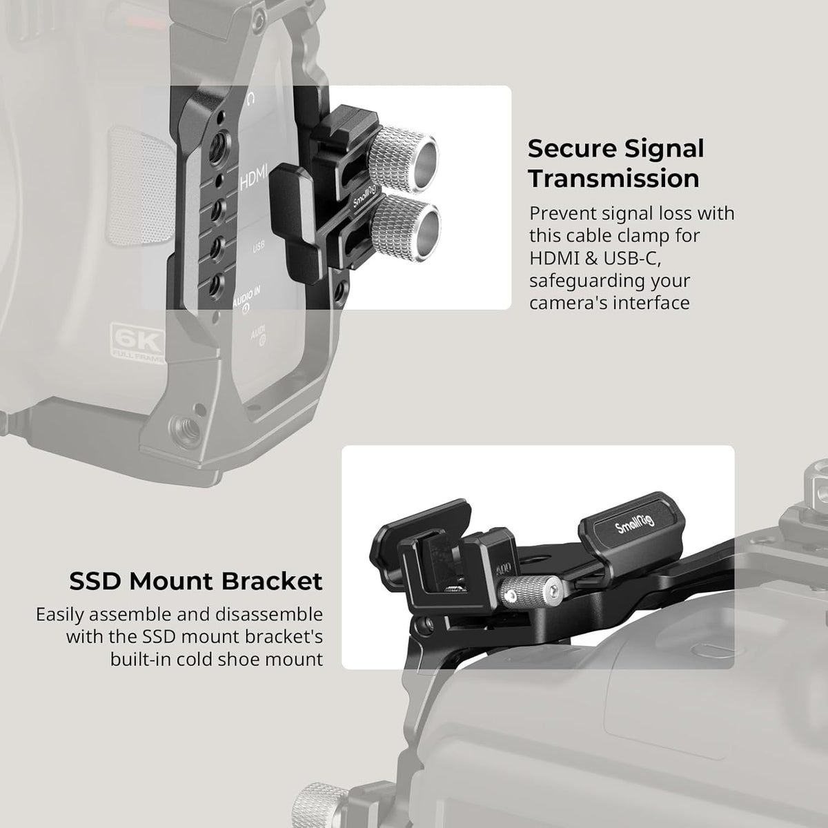 SmallRig Camera Cage Basic Kit for Blackmagic Design Cinema Camera 6K, Full Cage for BMCC 6K, with Top Handle, SSD Mount Bracket, Cable Clamp and Lens Mount Adapter Support - 4574