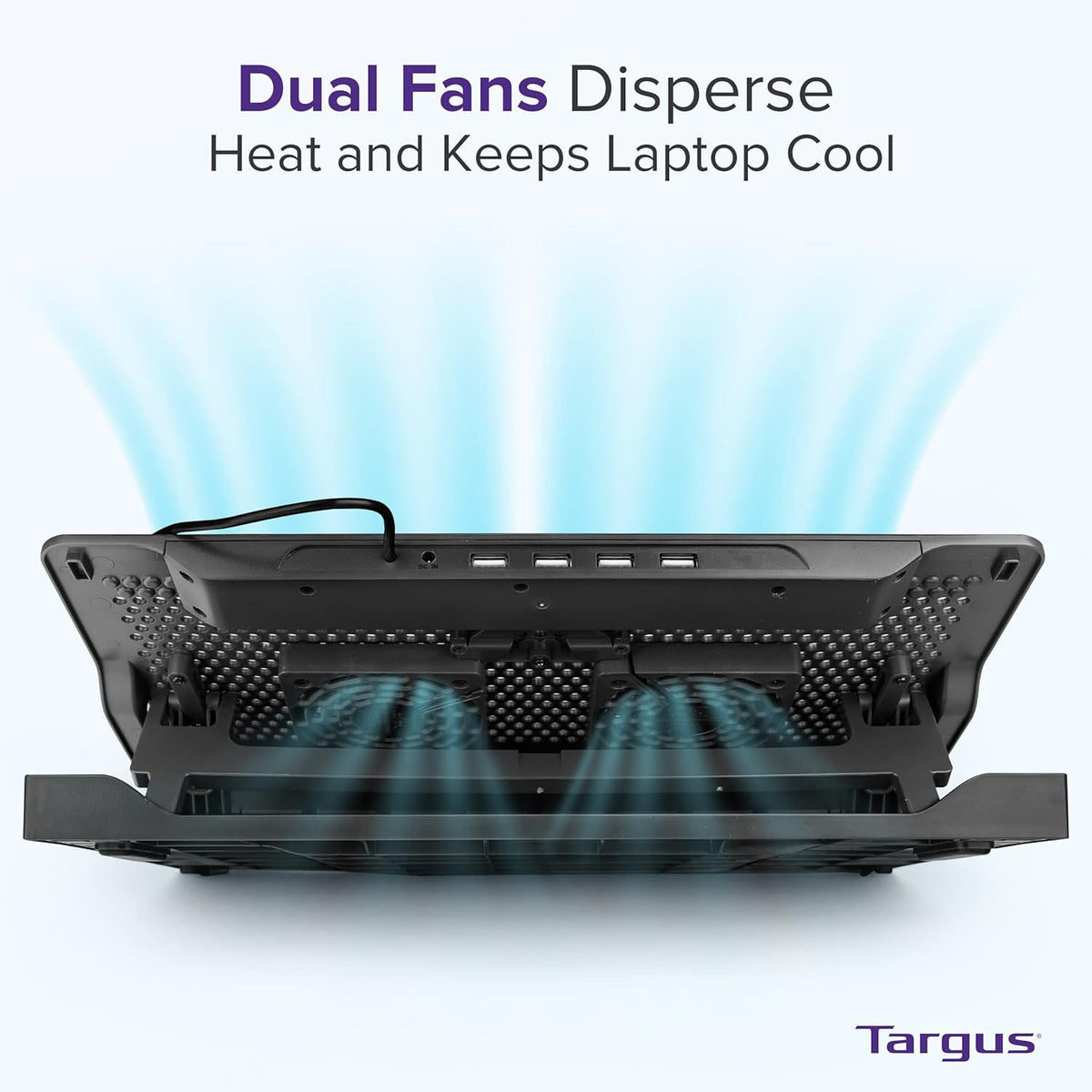 Targus Laptop Cooling Pad for Laptops up to 17-inches, Dual High-Speed Fans Chill Mat + 4-Port USB Hub Laptop Fan Cooling Pad for Work, USB Stand Cooling Pad for Gaming Laptop Cooling Fan (AWE81US)