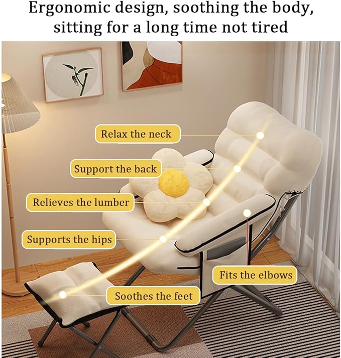 YCKEGEW Lazy Chair IndoorLounge Chair Living RoomFolding Armcharir with Footrests and PillowUpholstered Recliner SleeperReading Gaming Chair (Color : Dark Brown)