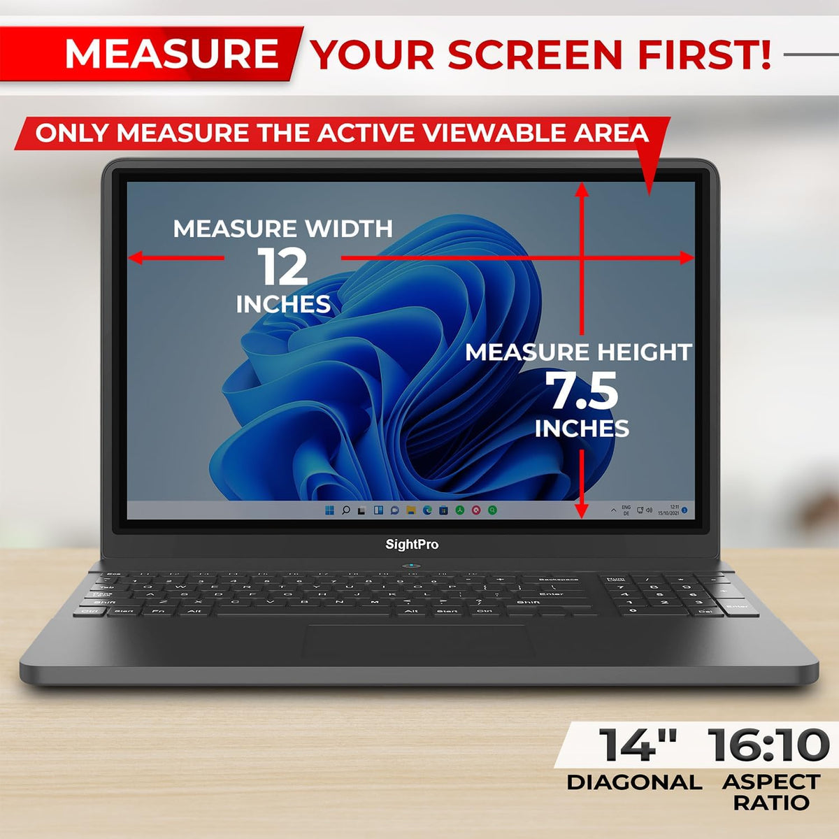 14 Inch 16:10 Laptop Privacy Screen Filter - Computer Monitor Privacy Shield and Anti-Glare Protector