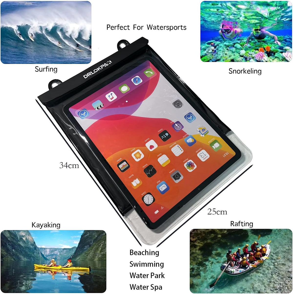 Floating Waterproof Tablet Case for iPad Pro 12.9 inch, Galaxy Tab S8+/S9+ 12.4", Surface Pro X/9/8/7/6 (White, 13inch)