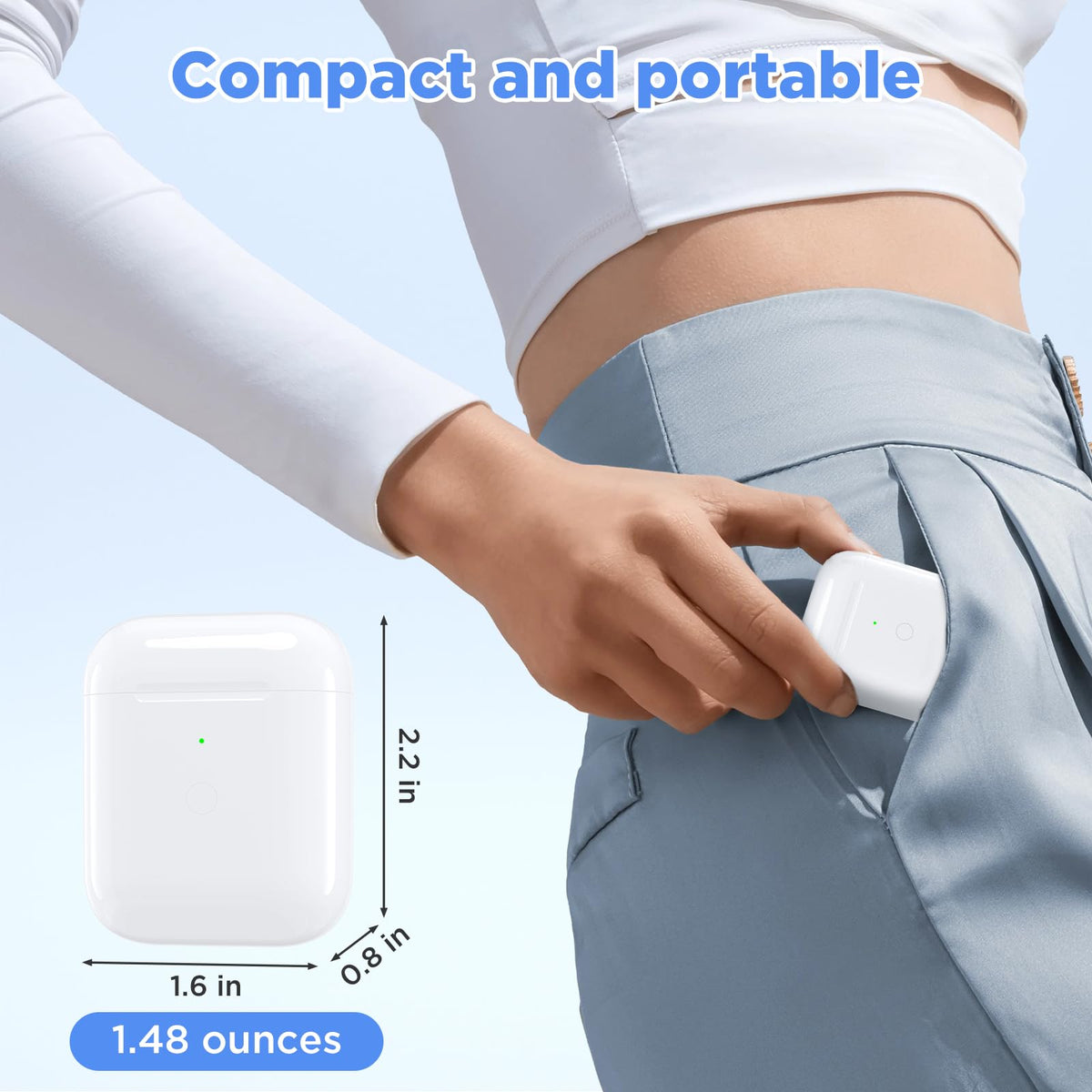 Replacement Wireless Charging Case for AirPods 1st/2nd Charging Case, AirPods 1 Charging Case Only with Bluetooth Pairing Sync Button, Compatible